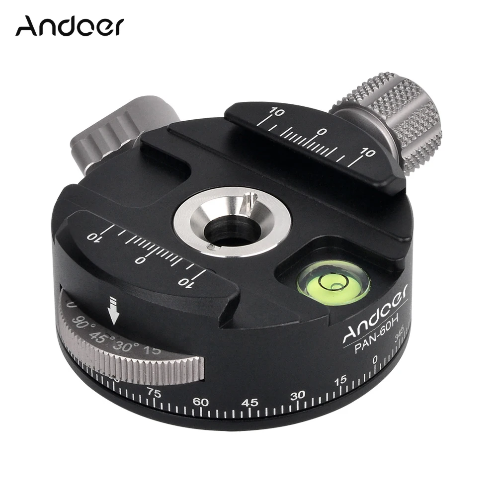 Andoer PAN-60H панорамная шаровая Головка штатива из алюминиевого сплава с индексационным вращателем, как зажим типа