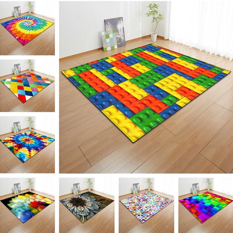 

colorful 3d Living room large carpet bedroom rug anti-slip mats alfombra kids area rugs for home living room soft sofa tapete