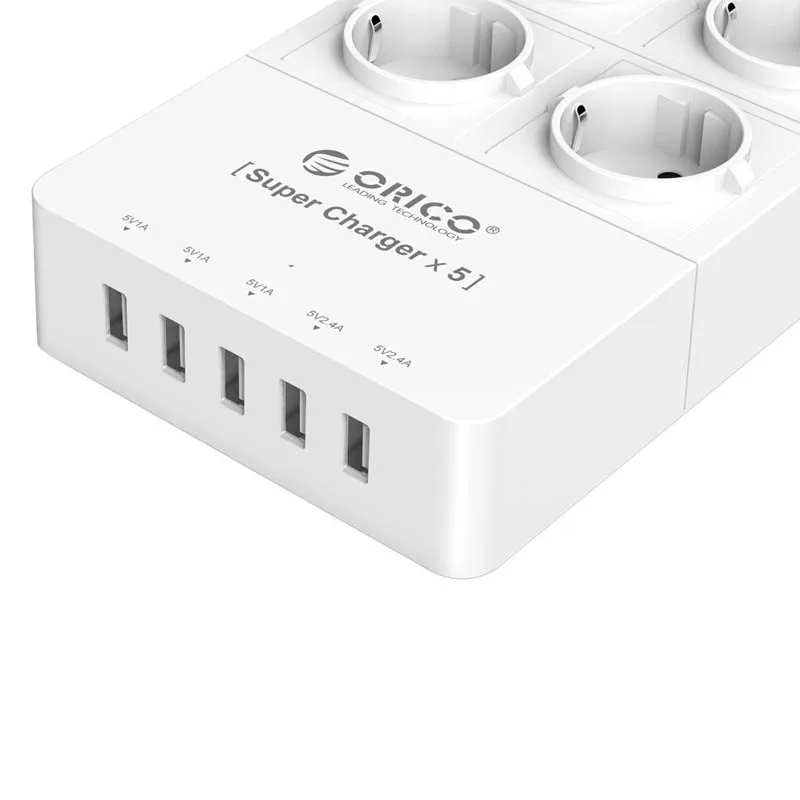 ORICO hpc 4a5u EU/US/UK plug 4 розетки Стабилизатор напряжения ЕС Мощность Stirp с 5x5v2. 4A USB Супер