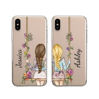 custom personalised name travel bff best friend forever girl mobile phone soft transparent case for iphone 12 xs max xr x 8plus