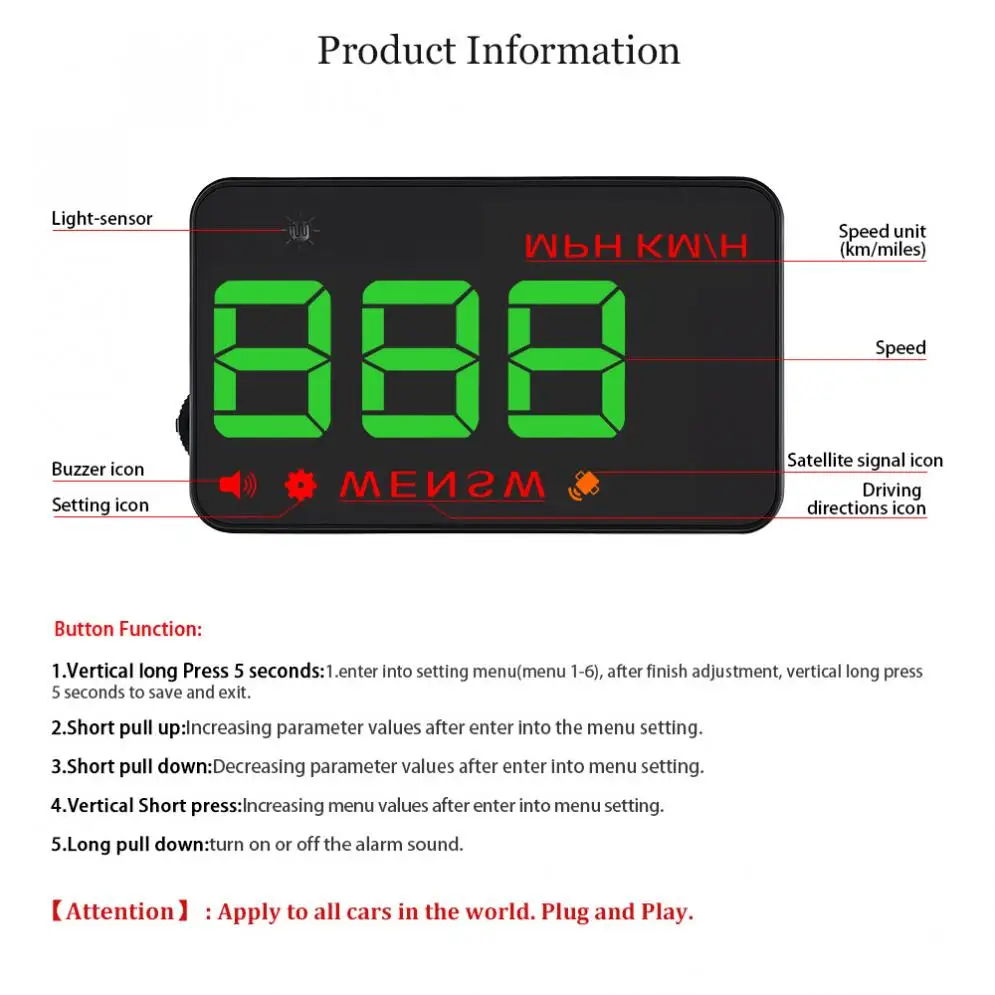 Universal 3.5 Inch A5 Two Mode Display Car HD Intelligent Head Up for Automobile | Автомобили и мотоциклы