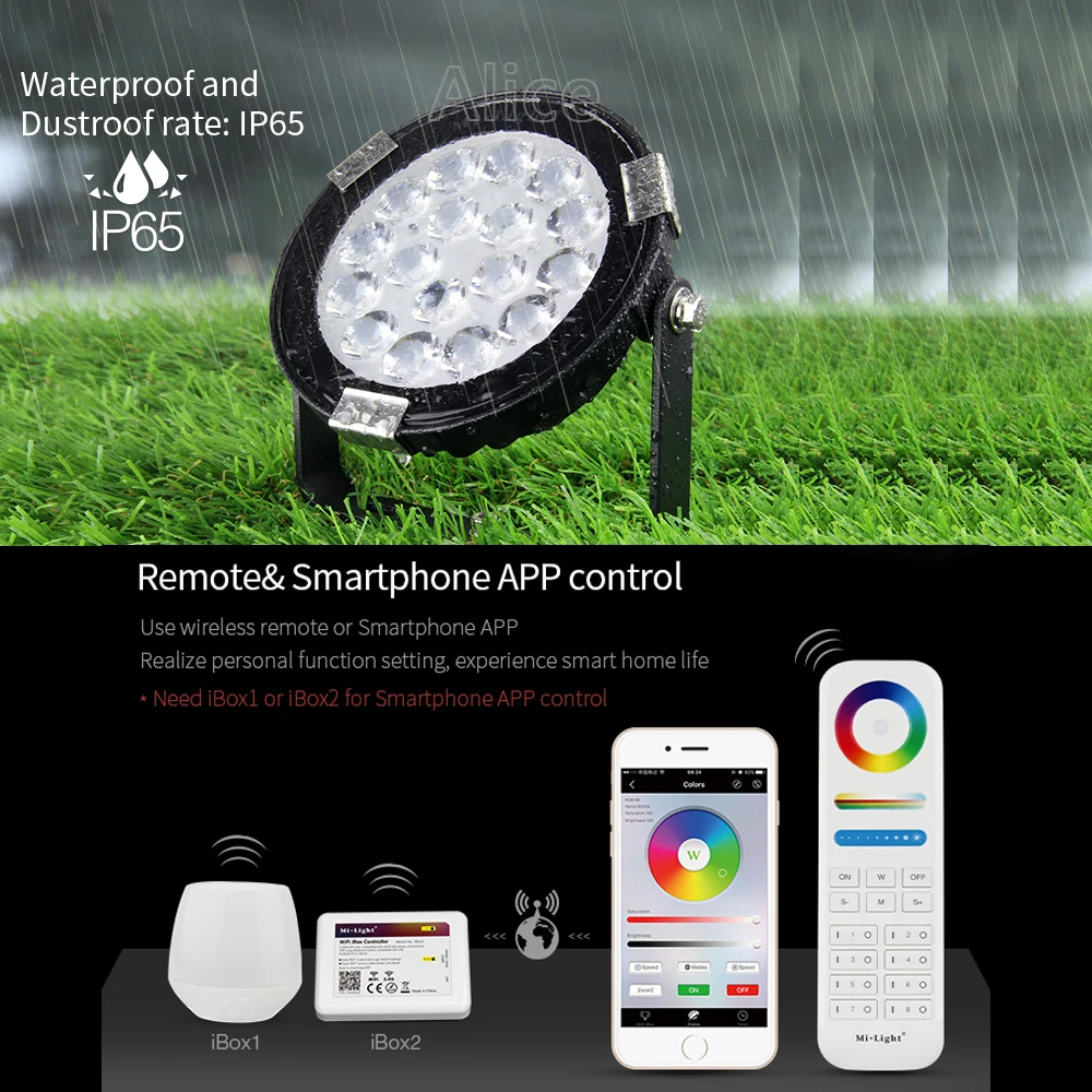 Miboxer 9 Вт RGB + CCT светодиодный светильник для сада DC24V/AC86 ~ 265 В IP65 водонепроницаемый
