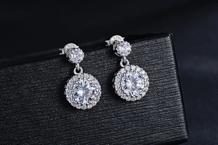 Женские серьги гвоздики из серебра 925 пробы с фианитом|stud earrings|stud earrings for womenjewelry |