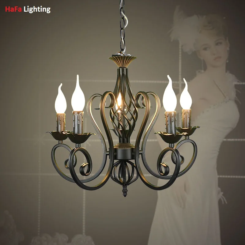 Современная подвесная люстра из кованого железа винтажная потолочные свечи