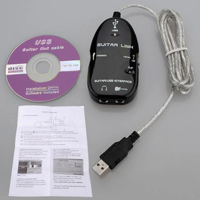 Кабель-адаптер для подключения гитары к usb-интерфейсу MAC/PC записывающий CD