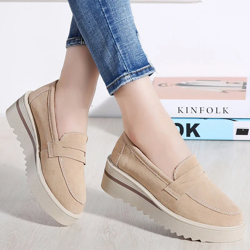 Новинка 2019 года сезон весна женская обувь без застежки на танкетке красная