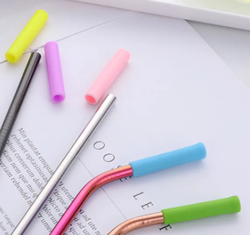 Silicone-4 pcs 4 шт 6 мм соломинки с щеткой для очистки Короткие Коктейльные трубки длинные металлические трубочки для питья соломинки для коктейлей Tapioca молочный чай - Цвет: Silicone-4 pcs