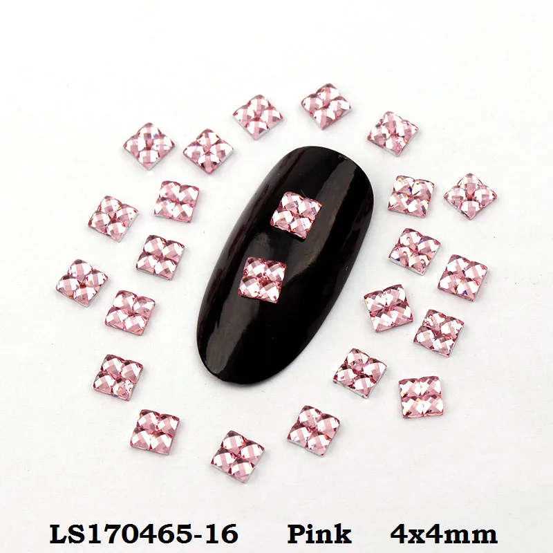 1000 шт. смешанный AB Цвет 4 мм смола квадратный дизайн ногтей Смола Rhineston DIY украшения для ногтей свадебное платье украшения - Цвет: Pink