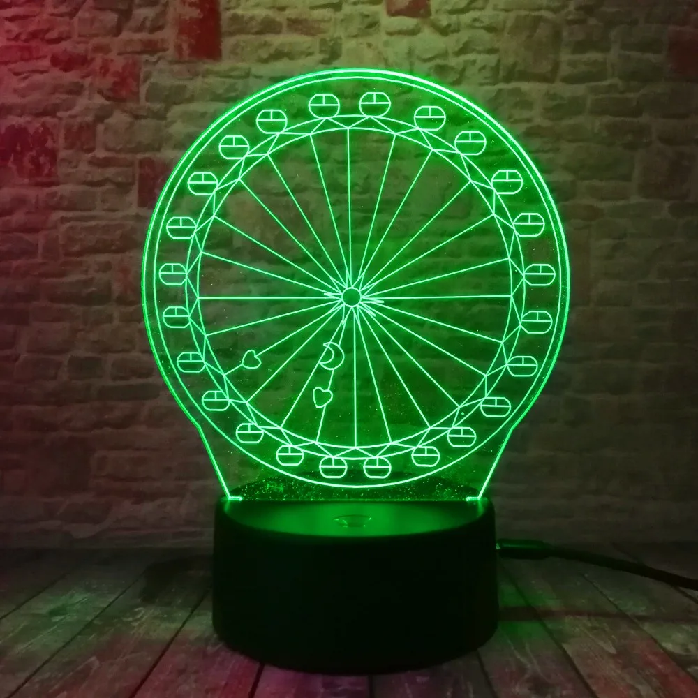 7 цветов Изменение колесо обозрения 3D визуальные Светодиодные ночные