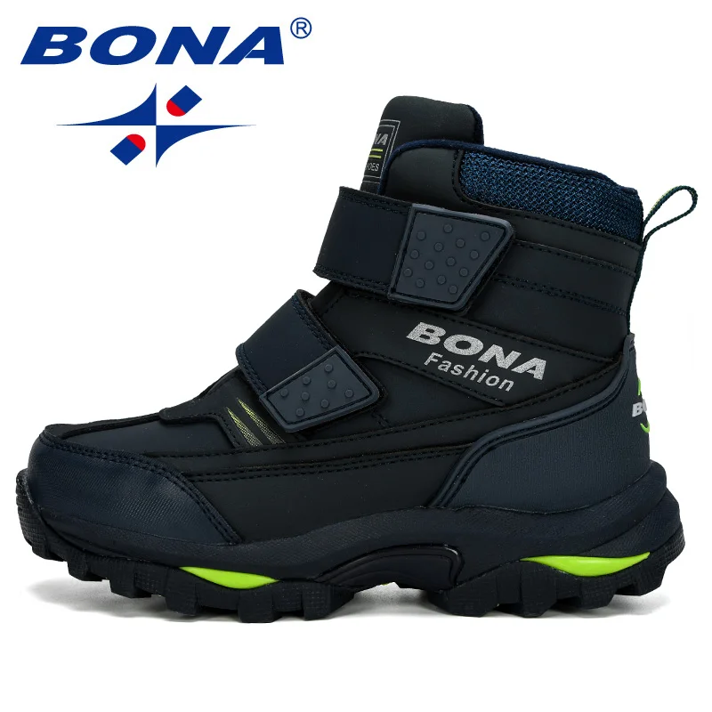 BONA/Новинка года; популярные ботильоны для мальчиков; Детские мотоциклетные ботинки на липучке; нескользящие уличные ботинки для походов; зимняя обувь для мальчиков