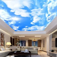 custom large ceiling mural wallpaper modern simple blue sky and white clouds fresco living room hotel wall paper papel de parede