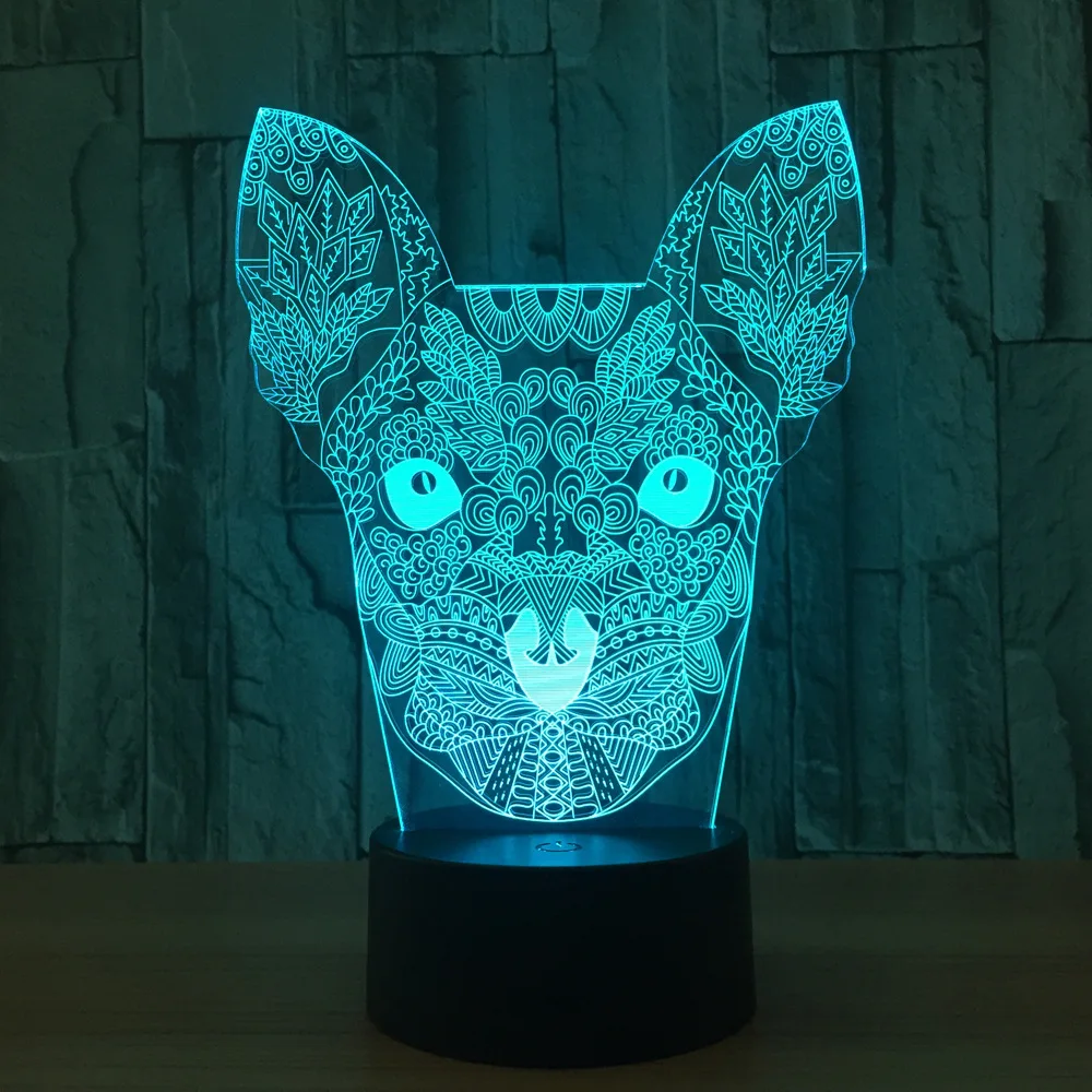 

Cat 3D Night light 7 Color Flashing LED Table Lamp for Home Room Art Decoration Kids Gift