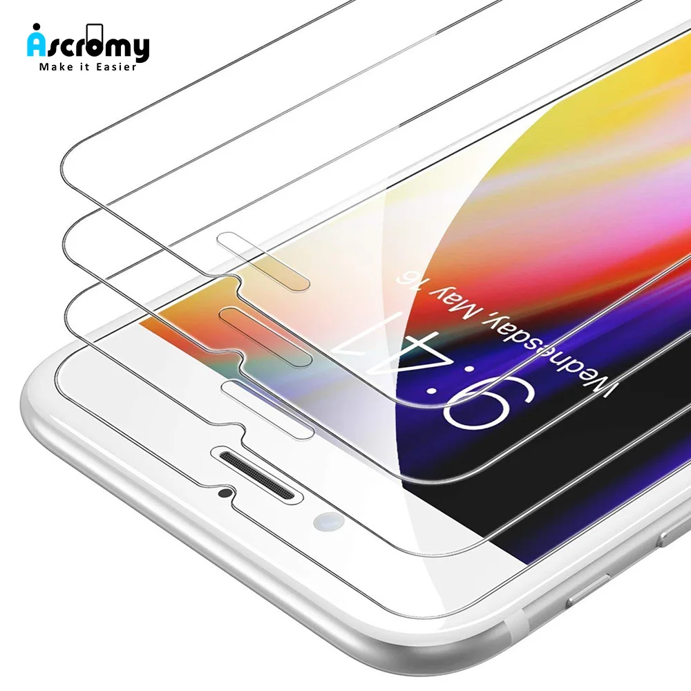 Ascromy 10 штук 0 33 мм 9H 2.5D Закаленное стекло для iPhone 6 6S 5 5S 5c SE 4S 7 8 Защитная пленка
