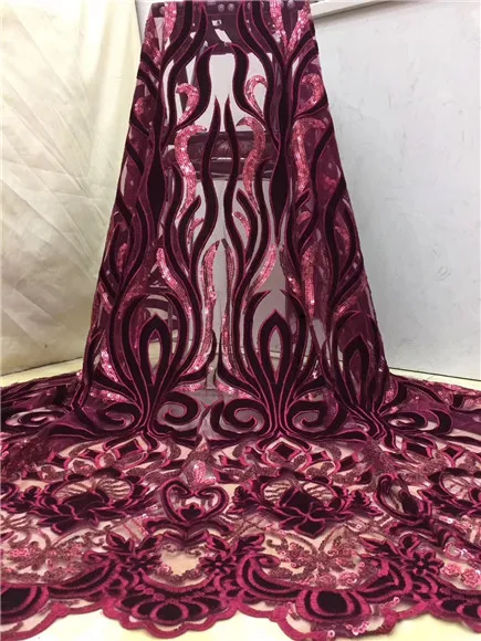 Новейшая африканская кружевная ткань 2018 высокое качество Винный Цвет