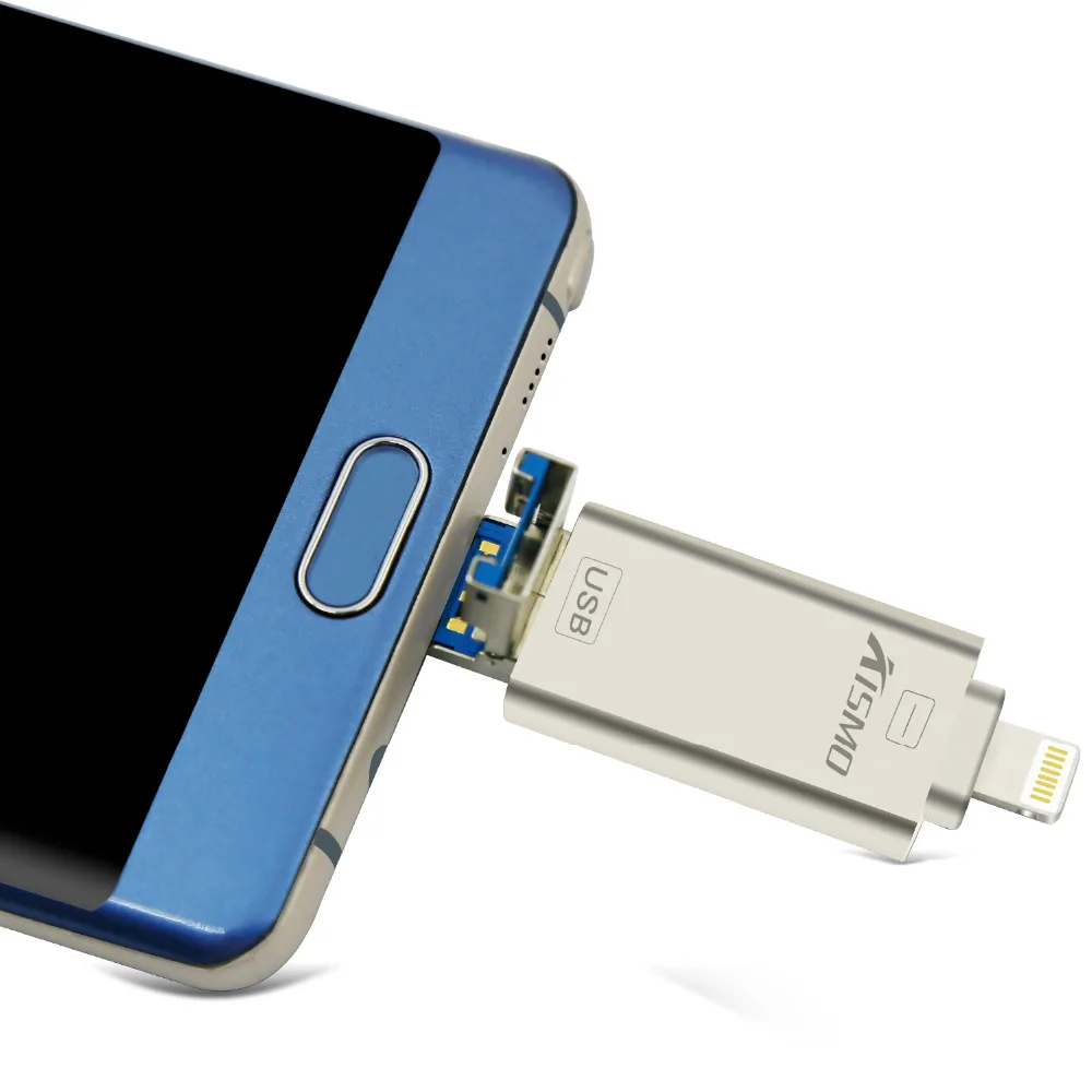 USB флеш накопитель Kismo 3 в 1 OTG металлический диск 64 Гб 128 ГБ флешка для iphone X 7 8 6 Plus S