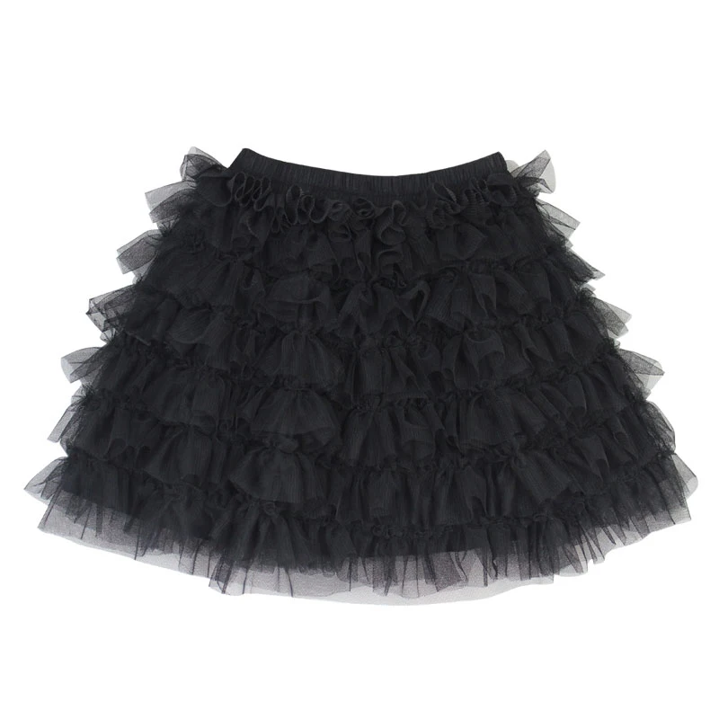 Black Tutu Skirt От 2 до 12 лет, модная детская одежда летняя шифоновая юбка-американка с рюшами розового, черного и фиолетового цветов мини-юбка-пачка для маленьких девочек - Цвет: Black Tutu Skirt