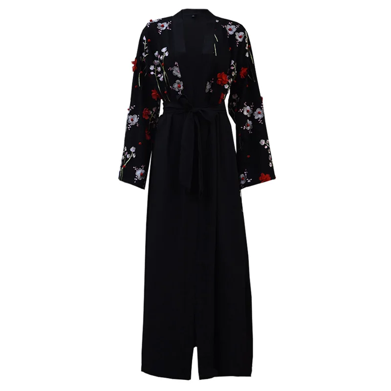 Женское длинное кимоно с цветочным принтом Abaya кардиган хиджаб в арабском и