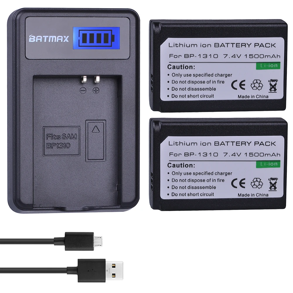 Аккумулятор Batmax 2 шт. 1500 мАч аккумулятор BP 1310 + зарядное устройство USB с ЖК дисплеем