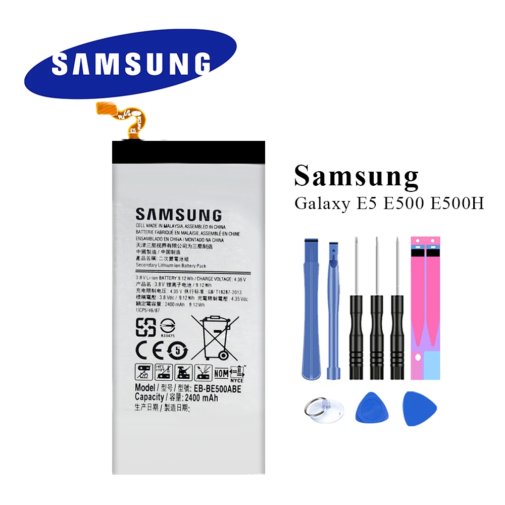 100% Оригинальная Аккумуляторная батарея для Samsung Galaxy E5 E500 E500H E500F EB BE500ABE Akku 2400 мАч