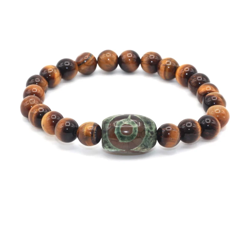 Новое поступление 2017 роскошный браслет с бусинами тигровый глаз ДЗИ для женщин и