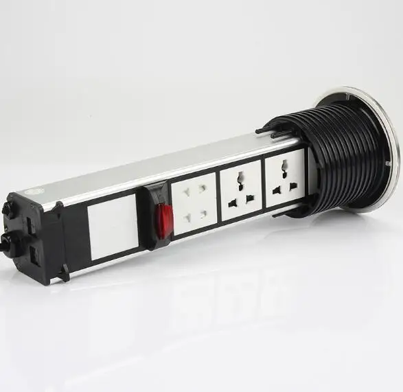 Вертикальная Выдвижная электрическая штепсельная розетка 2 USB кухонная