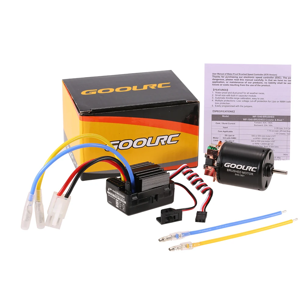 GoolRC 540 80T щеточный двигатель с 40A ESC комбинированный набор для 1:10 Радиоуправляемый