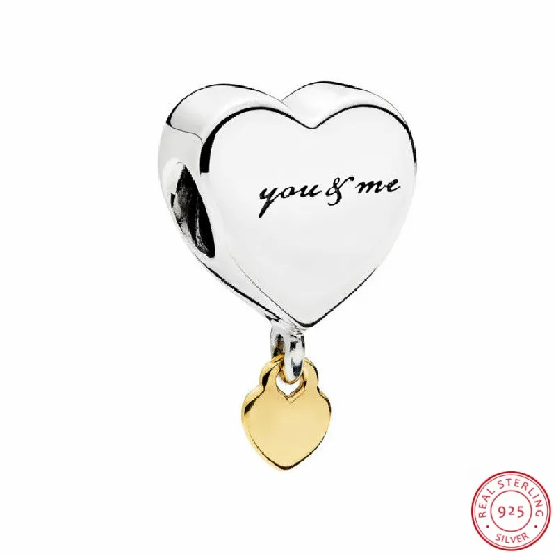 Подарок на день Святого Валентина You & Me два сердца бусины DIY Fit PANDORA Подвески