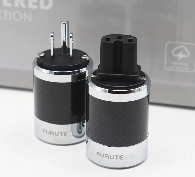 Фото YJhifi NCF углеродное волокно с родиевым покрытием DIY AC Power Электрический Штекерный гнездовой разъем IEC US Plug №4