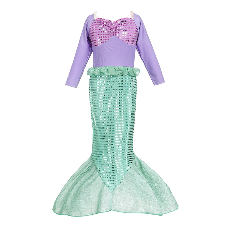 Little Girls Mermaid Dress Children Princess Arier Cosplay Costume Kids Carnival Halloween Birthday Party Fancy Sequined | Детская