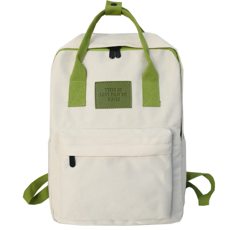 light green Нейлоновый тканевый женский белый рюкзак для девочек-подростков с аппликацией, водонепроницаемый рюкзак, школьный женский студенческий рюкзак, модная повседневная женская сумка - Цвет: light green