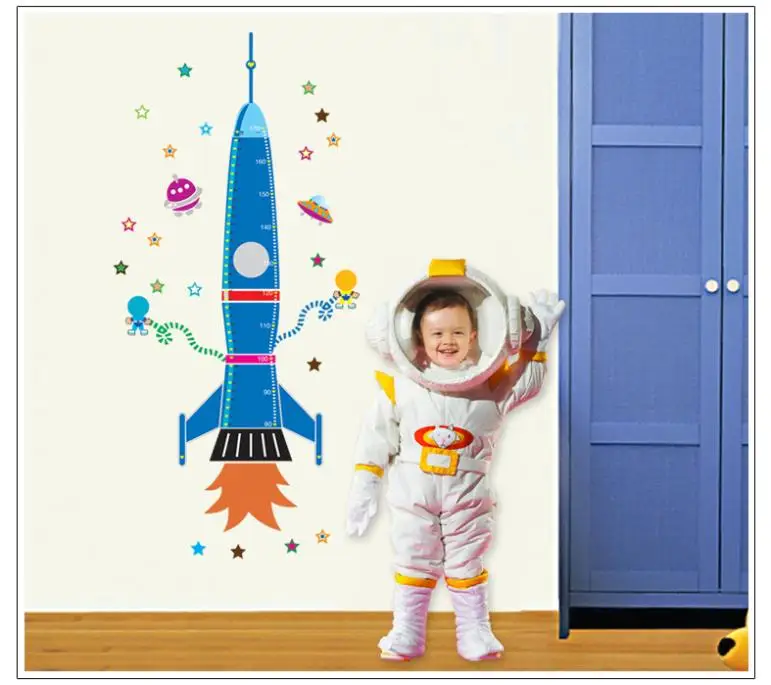 

58*160CM Rocket height wall sticker for kids room Growth Chart Height Measure For Children Removable PVC Wall Decals ZYPA-9028