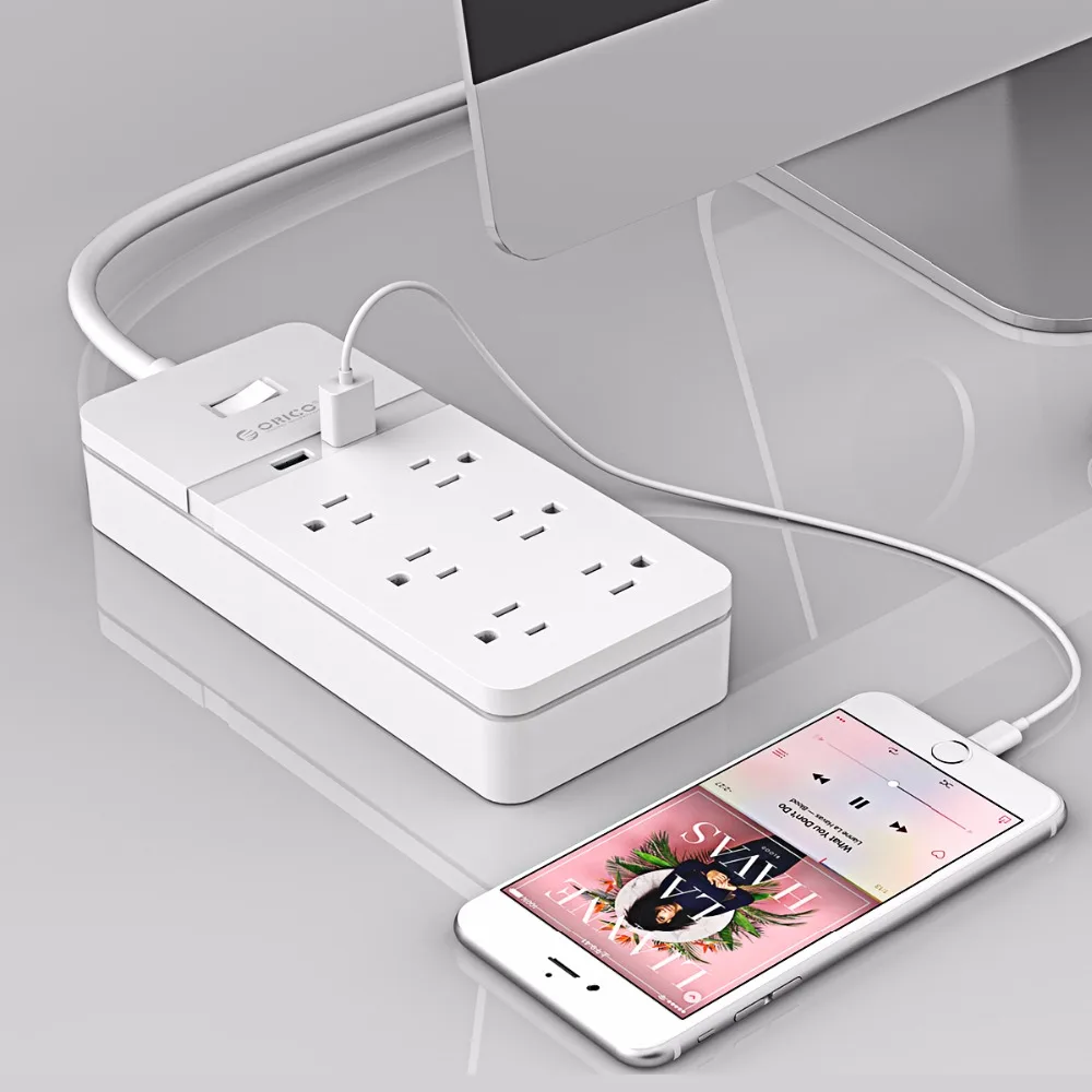ORICO USB лента питания розетка Защита от перенапряжения 6 розеток переменного тока 2