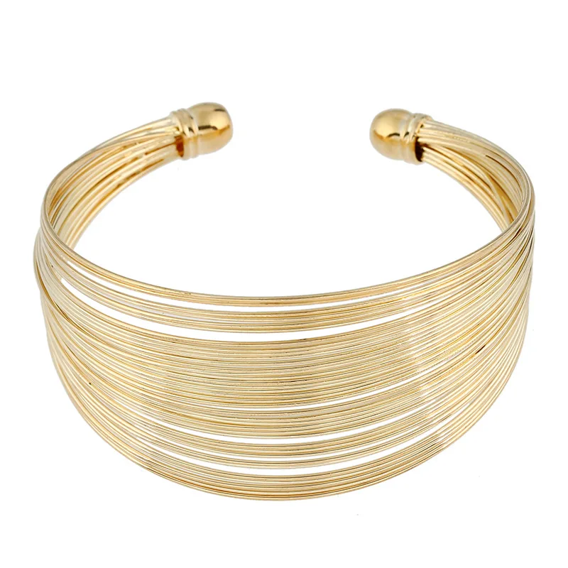 Набор украшений в стиле панк 4 шт. Круглый Круг золотистого цвета Массивное колье