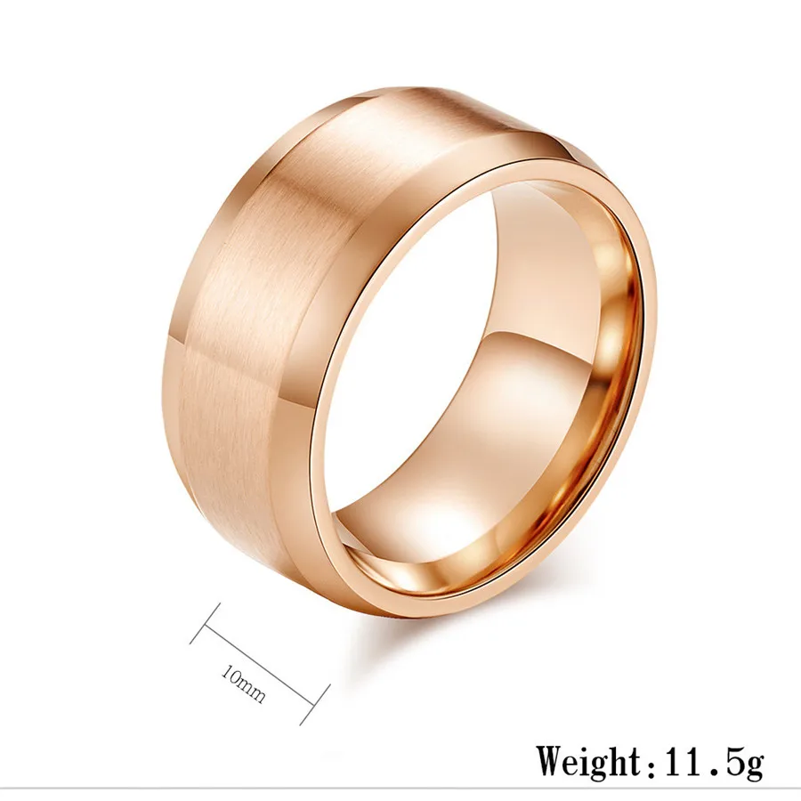 

Fashion Men's Black Gold Titanium Ring Matte Finished Classic Engagement Anel Jewelry For Male Wedding Bands 10MM Width Rings