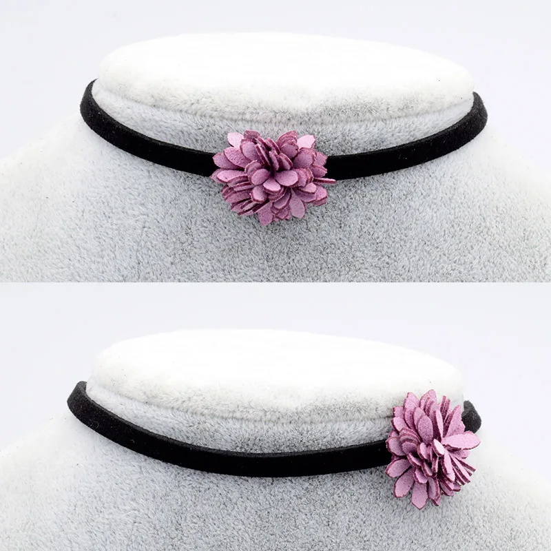 2 шт./компл. черный Велет колье ожерелье для женщин цветок кулон тату чокер Boho Femme