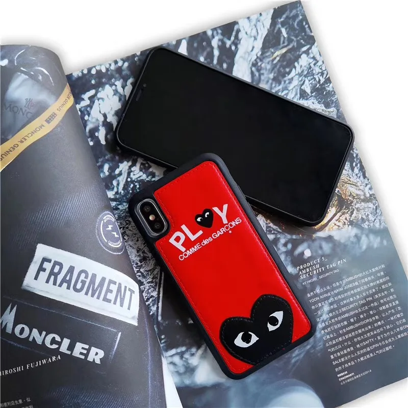 Hot Japan Comme des Garcons CDG play leather phone cover for iphone 6 6s 7 8 plus x xs max xr love eyes capa case coque |