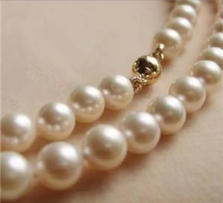

Free shipping 7-8MM AAA White Akoya Pearl Necklace 17" Gold Clasp a(5.18)