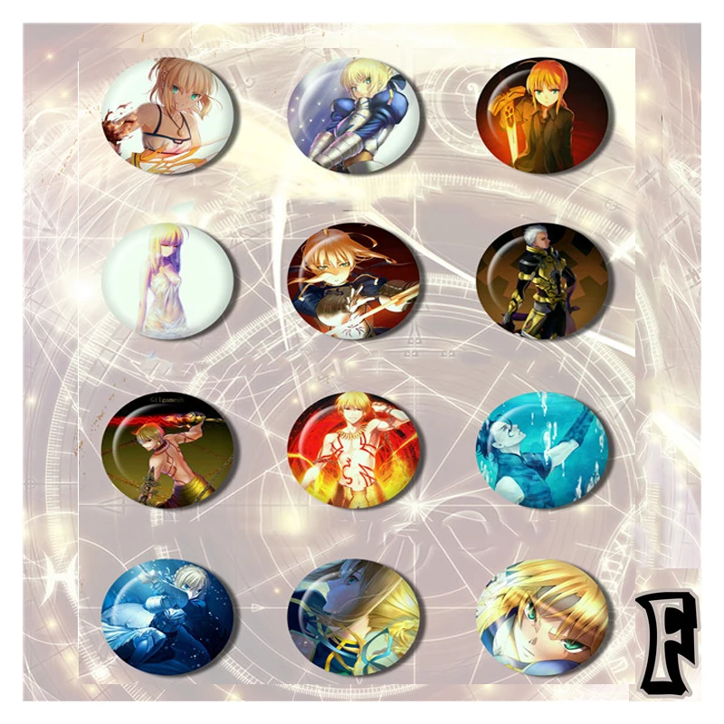 1 шт. значок аниме Fate Stay Night Saber Lily Lancer Gilgamesh Torankusu брошь Distintivo Bagdge Divisa круглый