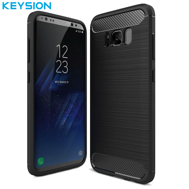 KEYSION Телефон Случае Для Samsung Galaxy S8 Экологических Углеродного Волокна мягкий ТПУ