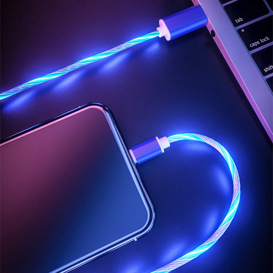 1 м светодиодный светящийся зарядный кабель для Huawei Honor Note 10 Xiaomi Mi8 Max 3 HTC Micro USB Type C зарядное устройство для мобильных телефонов