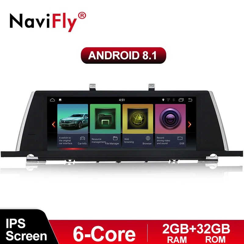 NaviFly Android 8 1 10 25 &quotips большой экран автомобильный DVD для BMW 5 серии F07 GT с 2 Гб