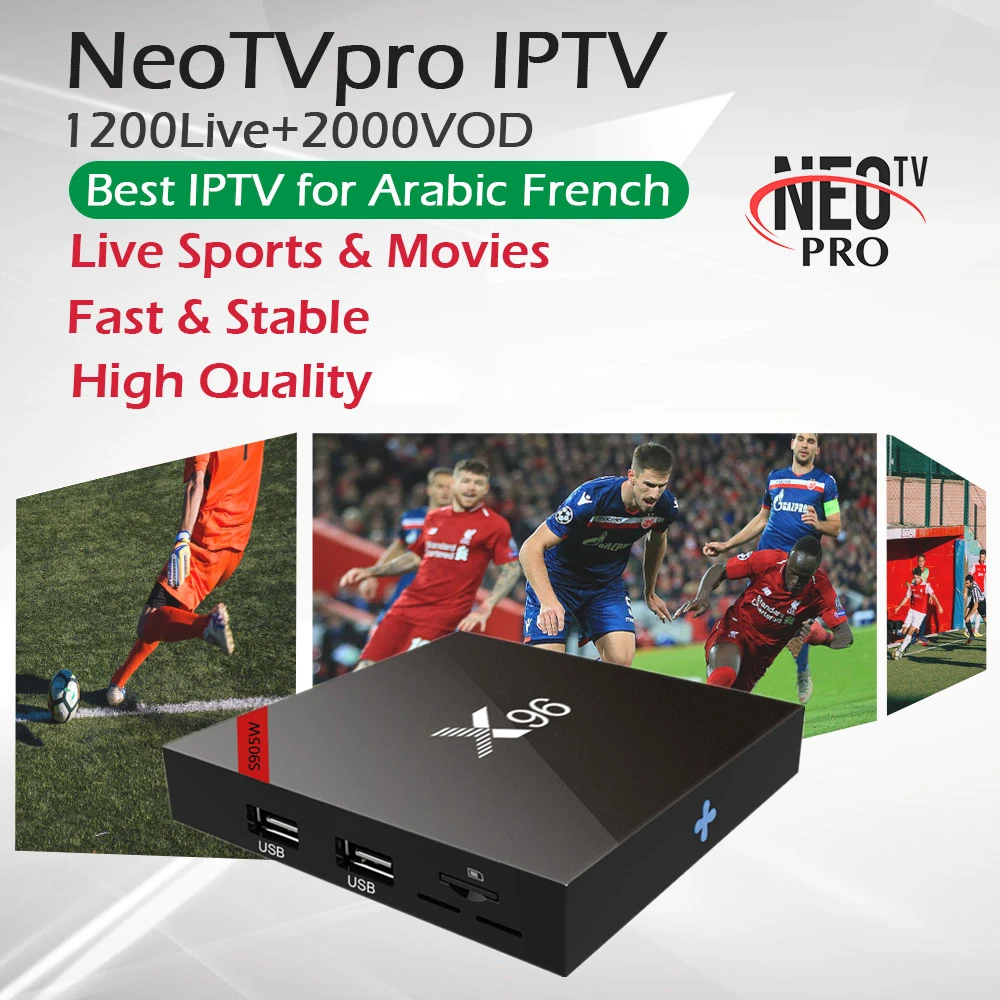X96W Android 7,1 tv Box+ 1 год французский арабский Европа IP tv подписка 1300 Live 2000 VOD Bluetooth S905W 1G/8G& 2G/16G 4K tv Box