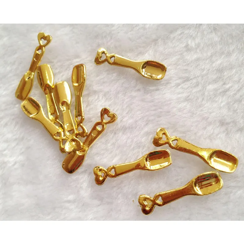 50 шт./лот Мини Золотая Милая ложка для украшения своими руками миниатюрная модель