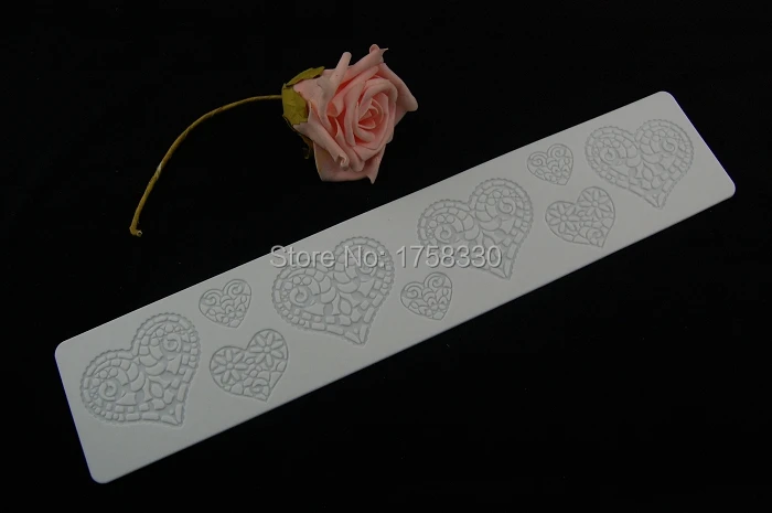 Силиконовый кружевной коврик в форме сердца 2017 39*8 см для украшения торта