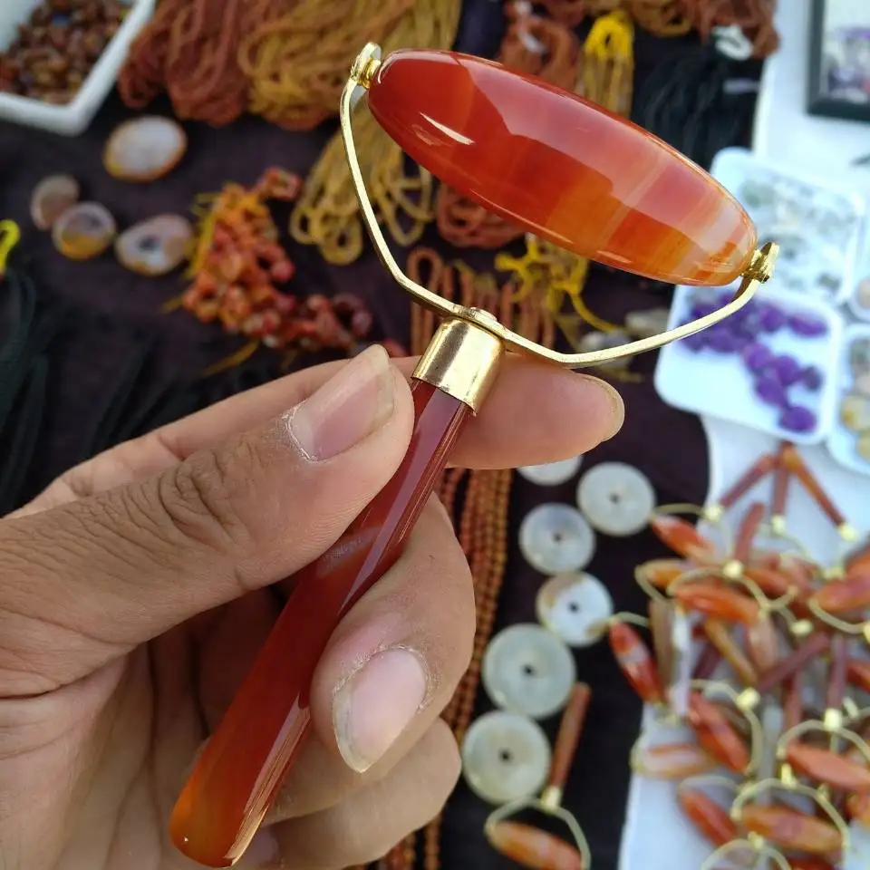Natural agate crystal female facial massager health products | Дом и сад