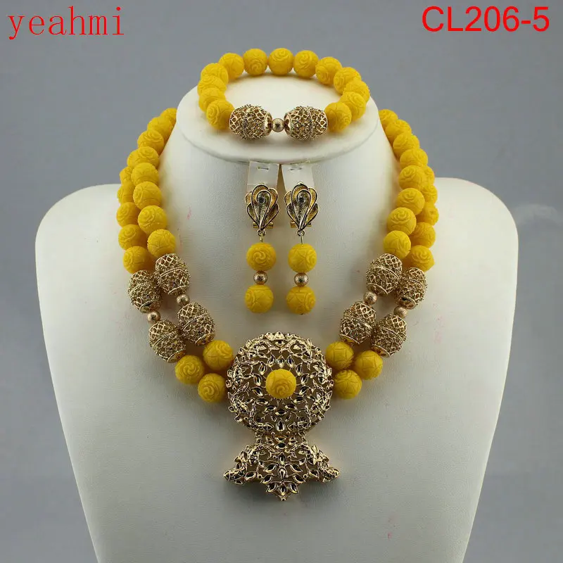 

Fashion Chunky Bridal Jewelry Sets Indian Wedding Bib Coral Necklace Earrings Set Dubai Gold Coral Jewelry Set CL206-1