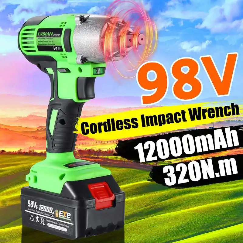 98VF 110-240 В ударный гайковерт Электрический ключ бесщеточный торцевой ключ 12000 мАч Li батарея ручная дрель установка электроинструменты