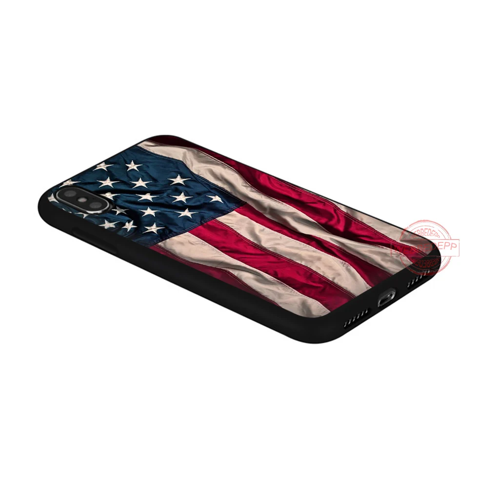 WEBBEDEPP Мягкий силиконовый чехол для телефона с американским флагом iPhone 5 6 7 8 Plus X XS XR