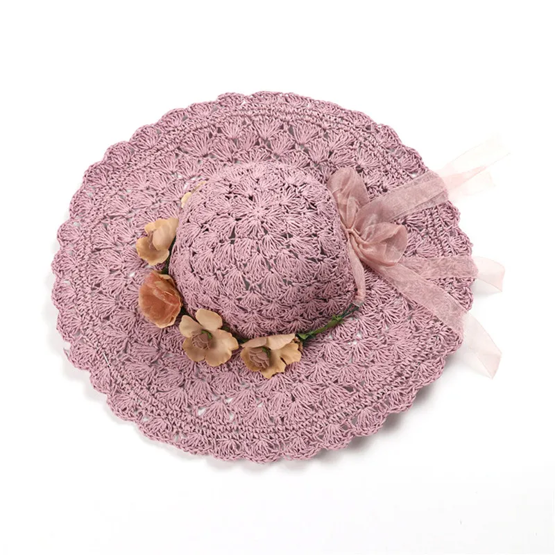 Шляпа женская Соломенная с бантом и широкими полями винтажная пляжная складная