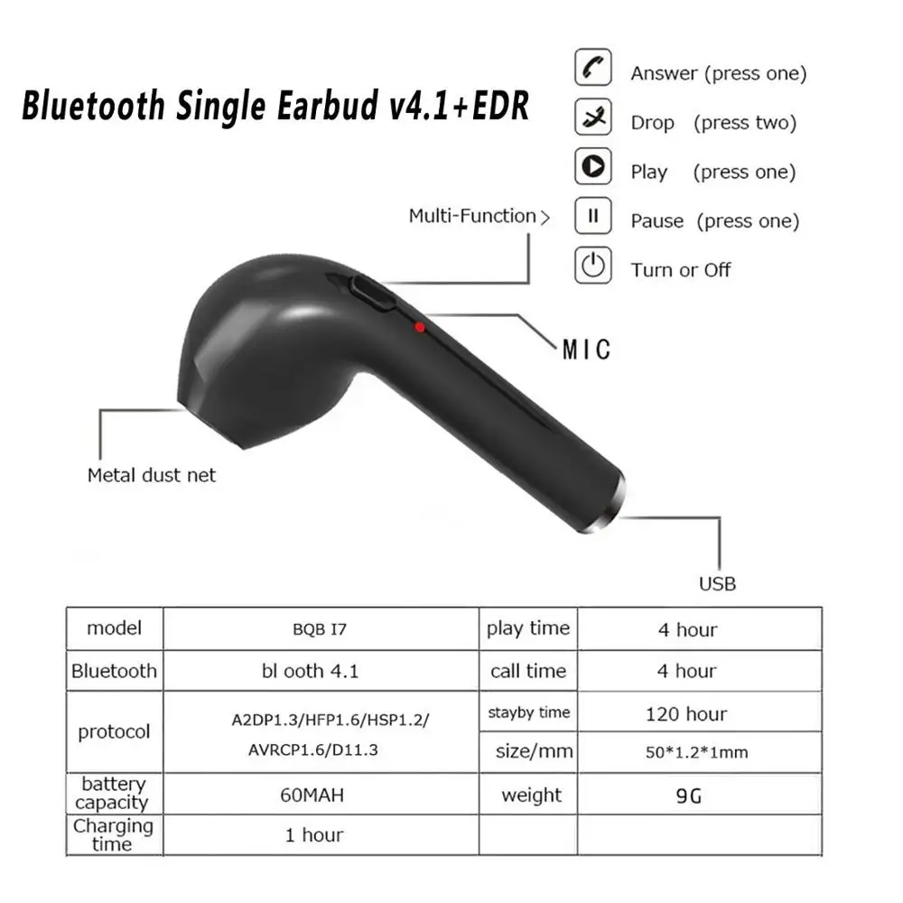 Bulutut kulaklik I7 tws беспроводные наушники громкой связи Bluetooth наушники для всех смартфонов ecouteur портативный беспроводной